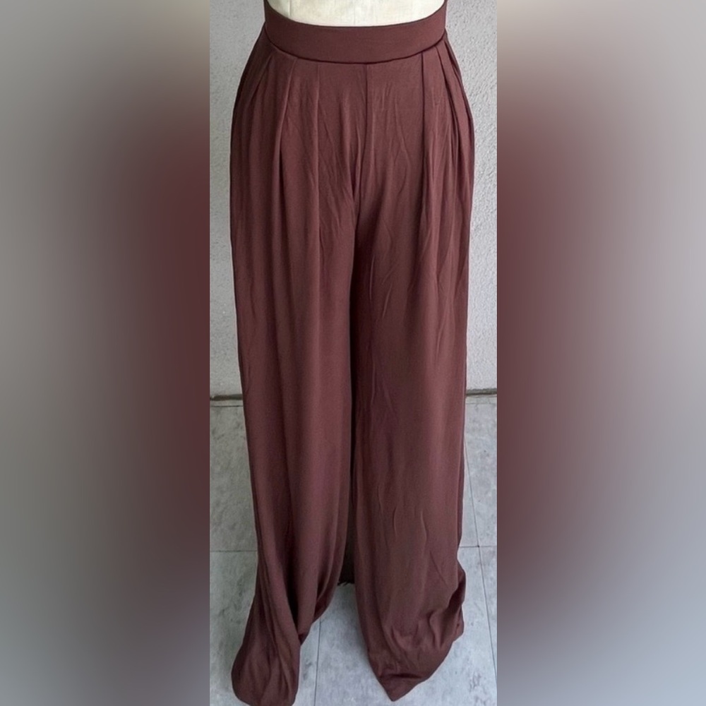 Women’s Self-Double Layer Dark Brown Pants Medium - Picture 4 of 6